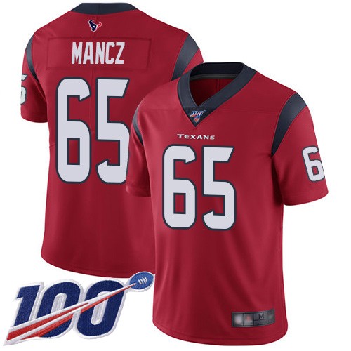 Houston Texans Limited Red Men Greg Mancz Alternate Jersey NFL Football #65 100th Season Vapor Untouchable->houston texans->NFL Jersey